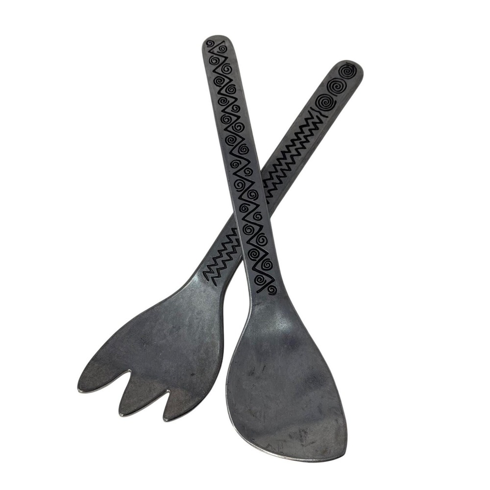 Vintage Wilton Armetale Reggae Salad Serving Set Pewter Rwp Vintage Kitchen‎